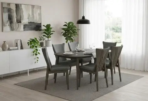 [31796] DINING SET ANETZ REF JYT016 6 PLACES + 6 CHAISES REF JYC039 REMB (4 PCS) 12629-CURCAO ELM