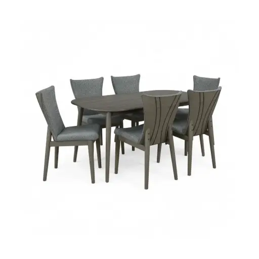 [31796] DINING SET ANETZ REF JYT016 6 PLACES + 6 CHAISES REF JYC039 REMB (4 PCS) 12629-CURCAO ELM