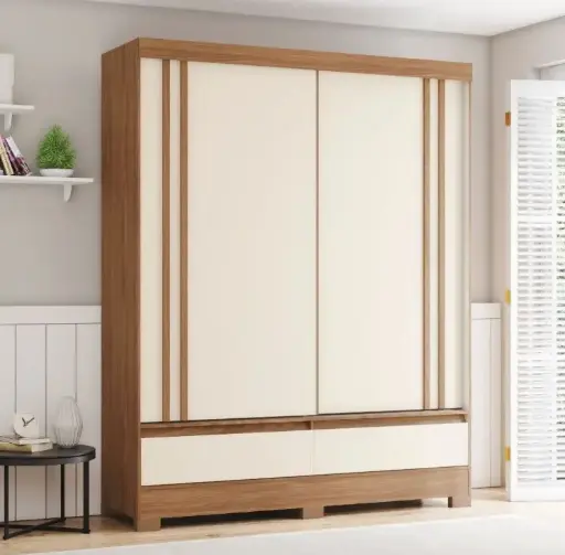 [31819] ARMOIRE SERRA REF B373-202 (2PCS) SLIDING 2 PTS NATURE/OFF WHITE 