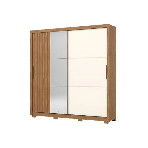 [31826] ARMOIRE VASTI REF D339-127 (3PCS) 2PTS SLIDING OFF NATURE/OFF WHITE