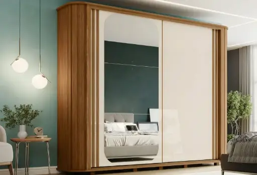 [31827] ARMOIRE MOZZATE REF D340-202 SLIDING 2PTS OFF NAT / OFF WHITE / BLACK