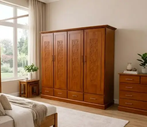 [31871] ARMOIRE MYSTIC 4PTS ORANGE FLOWER DESIGN