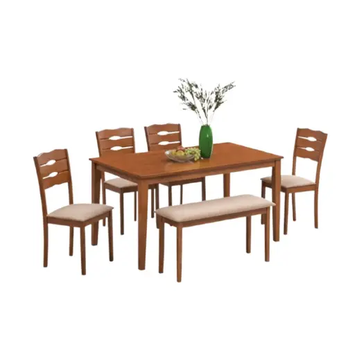 BELGIUM 6 SEATER DINING SET (4 CHAIRS + 1 BENCH + 1 TABLE)