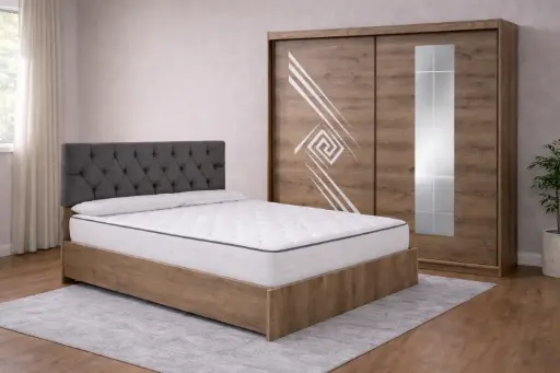 Bedroom Set Roma: Armoire Sliding 28571 + Lit 5'0 25391