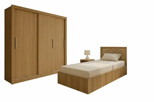 Bedroom Set Santiago/Dos Carre Russia: Armoire Sliding 29939 + Lit 5'0 30641