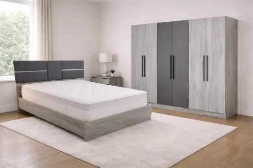 Bedroom Set Nice: Armoire 4 pts 31773 + Lit 5'0 31774