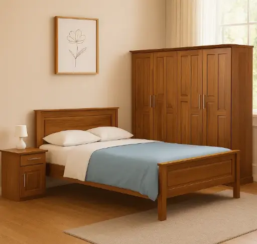 Bedroom Set Naira: Armoire 4 pts 24223 + Bed 5'0 24925 + TDN 26046