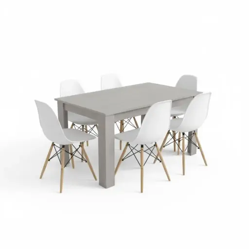 Dining Set Savannah/Nicole: Table 6 seater 31769 + 6 x chaise 31720 White