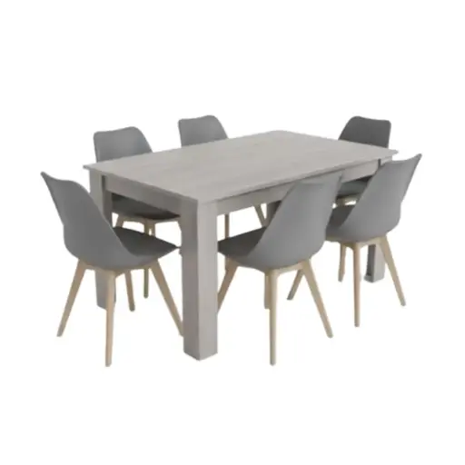 Dining Set Asher/Nicole: Table 6 seater 31769 + 6 x chaise 31719 GREY