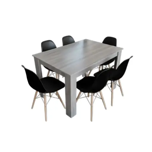 Dining Set Savannah/Nicole: Table 6 seater 31769 + 6 x chaise 31721 Black