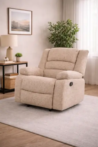 [31929] SOFA DAWSON REF 6078# ROCKING RECLINER CHAIR WITH CONSOLE LIGHT BROWN ARAGON-14  