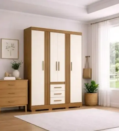 [32009] ARMOIRE CAMPINA REF B375-127 6PTS 3TIRS (6PCS) NATURE / OFF WHITE