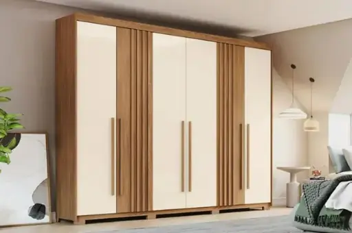 [32013] ARMOIRE NORTON REF D325-127 (3PC) 6 PTS + 4 TIRS NATURE / OFF WHITE