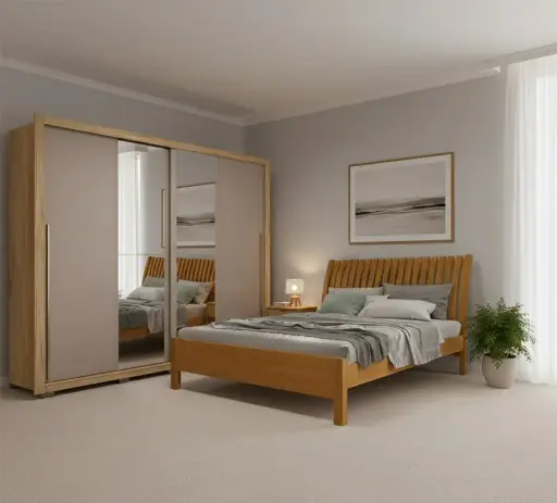 Bedroom Set: Practicus/Arrezo: Armoire Practicus 31705 + Bed Arrezzo 6'0 30835 + Matelas Aloevera 6'0 16314