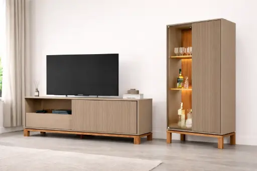 Bundle Offer: Meuble TV Mondrian 31682 + Glass Cabinet 31704