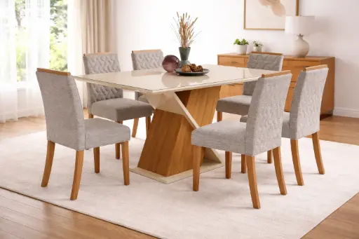 Dining Set 6 seater: Solus 22982 + Chair Esther 30849