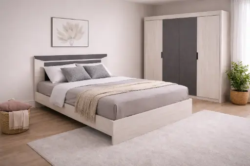 Bedroom Set Manhattan: Bed 5'0 32059+ Wardrobe 32058