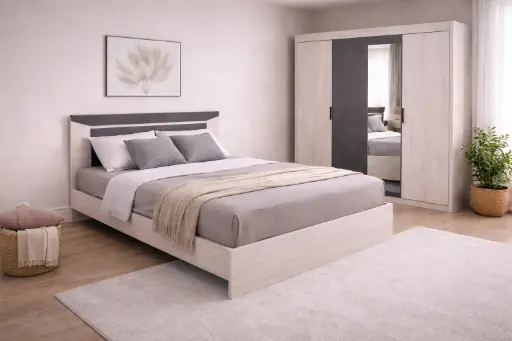 Bedroom Set Manhattan: Bed 5'0 32059+ Wardrobe 32058