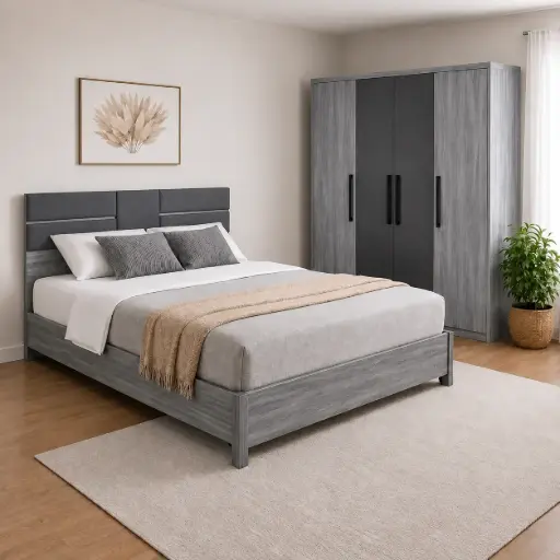 Bedroom Set Nice: Armoire 6 pts 31959 + Lit 5'0 31960