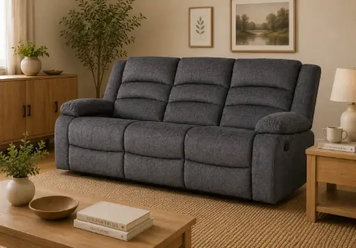 [32138] SOFA DAWSON REF 6078# 3 SEATER RECLINER DARK GREY ARAGON-97