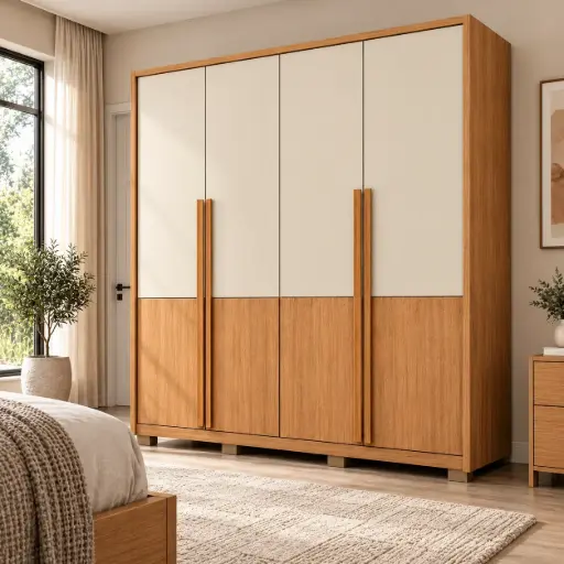 [32163] ARMOIRE FRANCIS 1.8 4PTS (4PCS) FREIJO/OFF WHITE