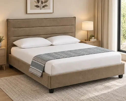 [32191] BED OBERLIN REF XS-9080 4'6 UF825-34 LIGHT BROWN