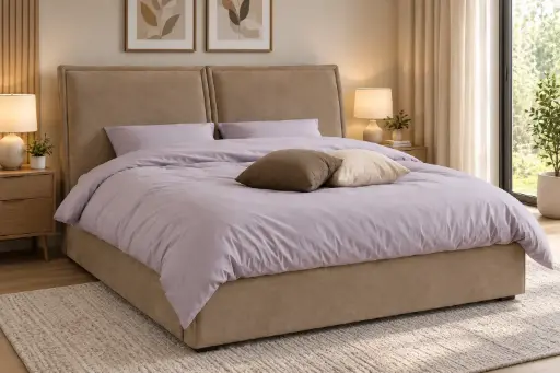 [32193] BED NEOLLA REF XS-9177 5'0 UF825-34  LIGHT BROWN