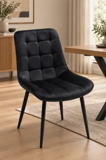 [32209] CHAISE DINING JULLY (2 IN 1) REF DC-6008 METAL FABRIC BLACK