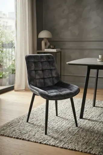 [32207] CHAISE DINING HALSBURY REF DC-929 METAL FABRIC DARK GREY 