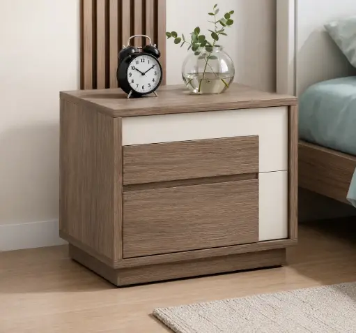 [32224] TABLE DE NUIT SPRINGDALE REF DZ-30 2TIRS WALNUT/BEIGE