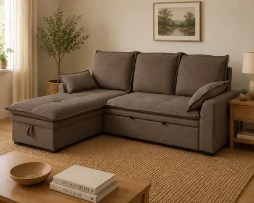 [32230] SOFA BED TUSCOR REF 9645# (2PCS) L-SHAPE BROWN XT-4