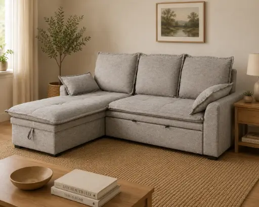 [32230] SOFA BED TUSCOR REF 9645# (2PCS) L-SHAPE BROWN XT-4