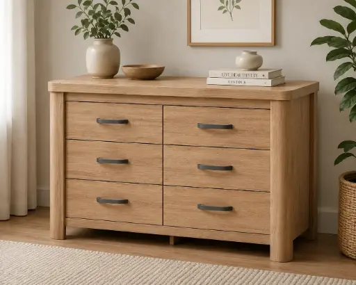 [32238] COMMODE OLIVE 6 TIRS (2PCS) OAK