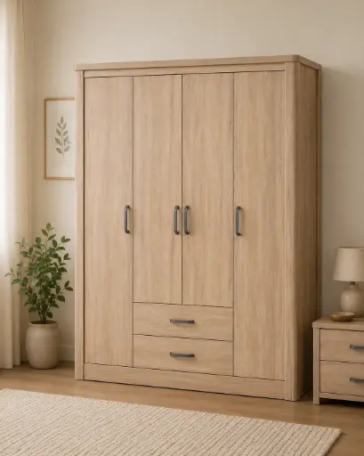 [32239] ARMOIRE OLIVE 4PTS (3PCS) OAK