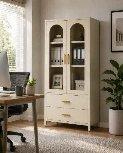 [32269] FILING CABINET HAIDIAN REF HC02 2PTS VITRE 2TIRS METAL