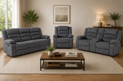 Recliner Sofa 321 Manual - Dawson - DARK GREY