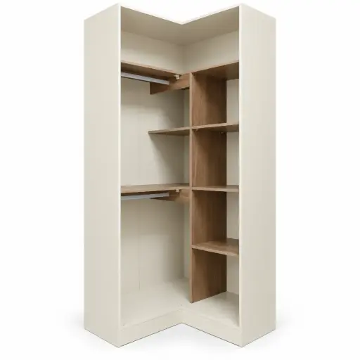 [32306] CLOSET ELEGENCIA CORNER 2 SHELF +2HANGER+5 SHELF SEPARATOR WITH 2 DOOR