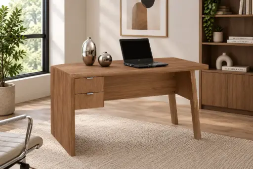 [32314] OFFICE TABLE RENAZZO REF ME4122 2 DRWS ALMOND