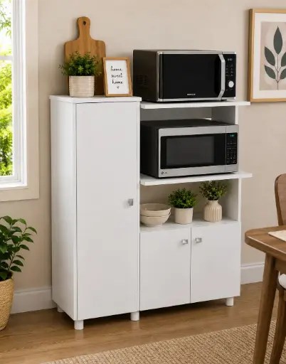 [32318] KITCHEN MICROWAVE CANTALICE REF BL3310 3 PTS / 2 SHELVES WHITE 