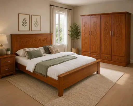 BEDROOM SET : BED MYSTIC 5'0 + ARMOIRE MYSTIC 4PTS