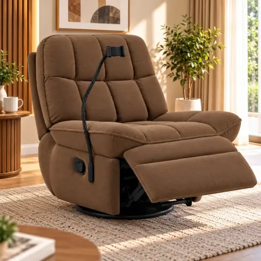 [32399] CHAISE ROCKING LEONIA REF 6095# SWIVEL BROWN XT-4