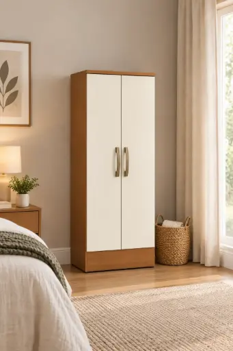 [32443] ARMOIRE ROMENAY REF B14-221 2PTS CINNAMON / OFF WHITE